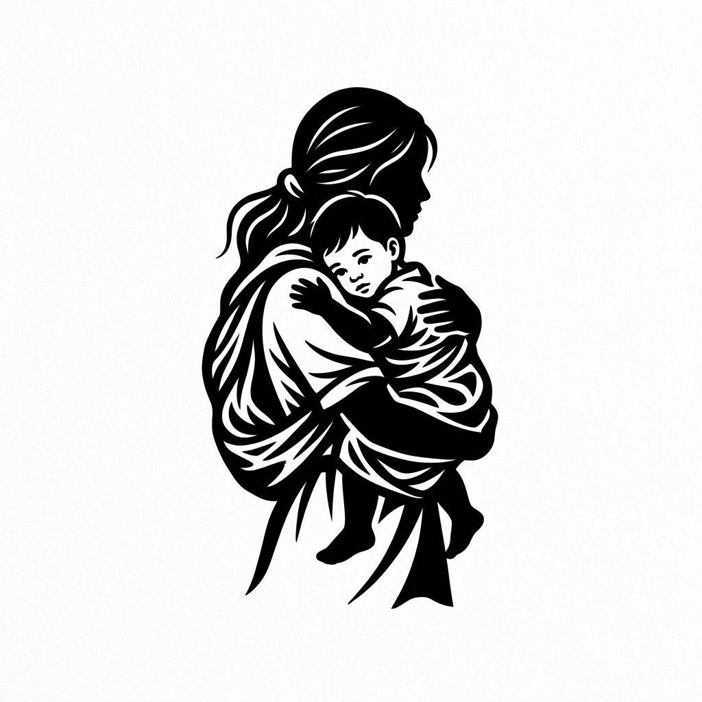 mom-tattoo mother and child blackwork
