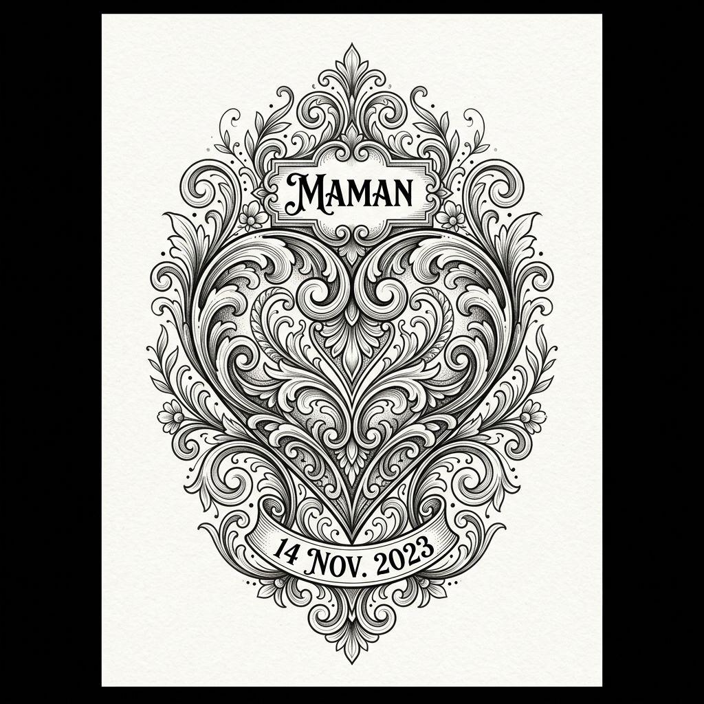 mom-tattoo ornamental "mom" heart