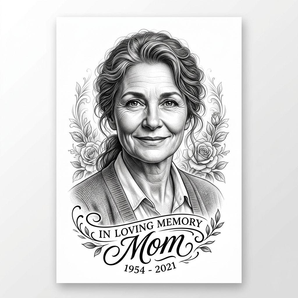 mom-tattoo realistic portrait of mom