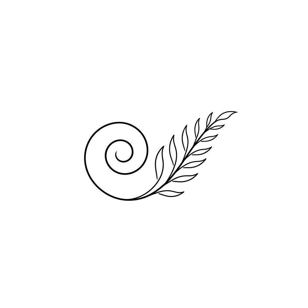 maori tattoo koru fern spiral, design on white background