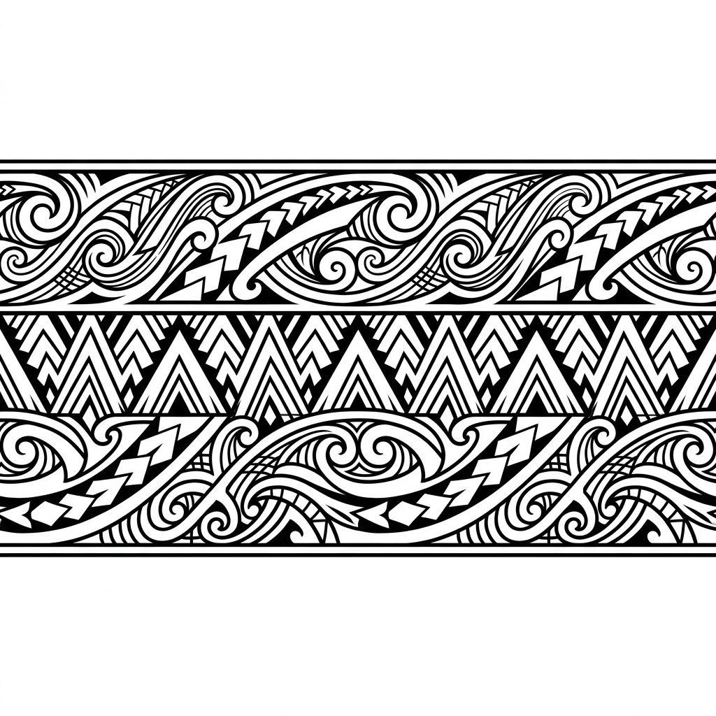 maori tattoo maori forearm band, design on white background