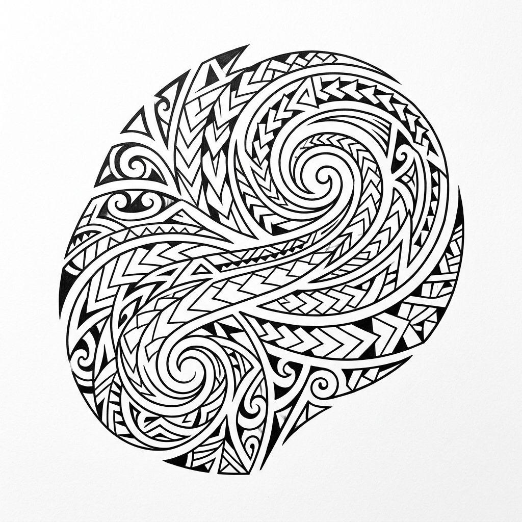 maori tattoo clean geometric maori, design on white background