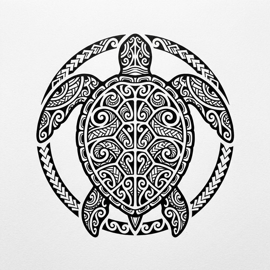 maori tattoo maori honu (turtle), design on white background