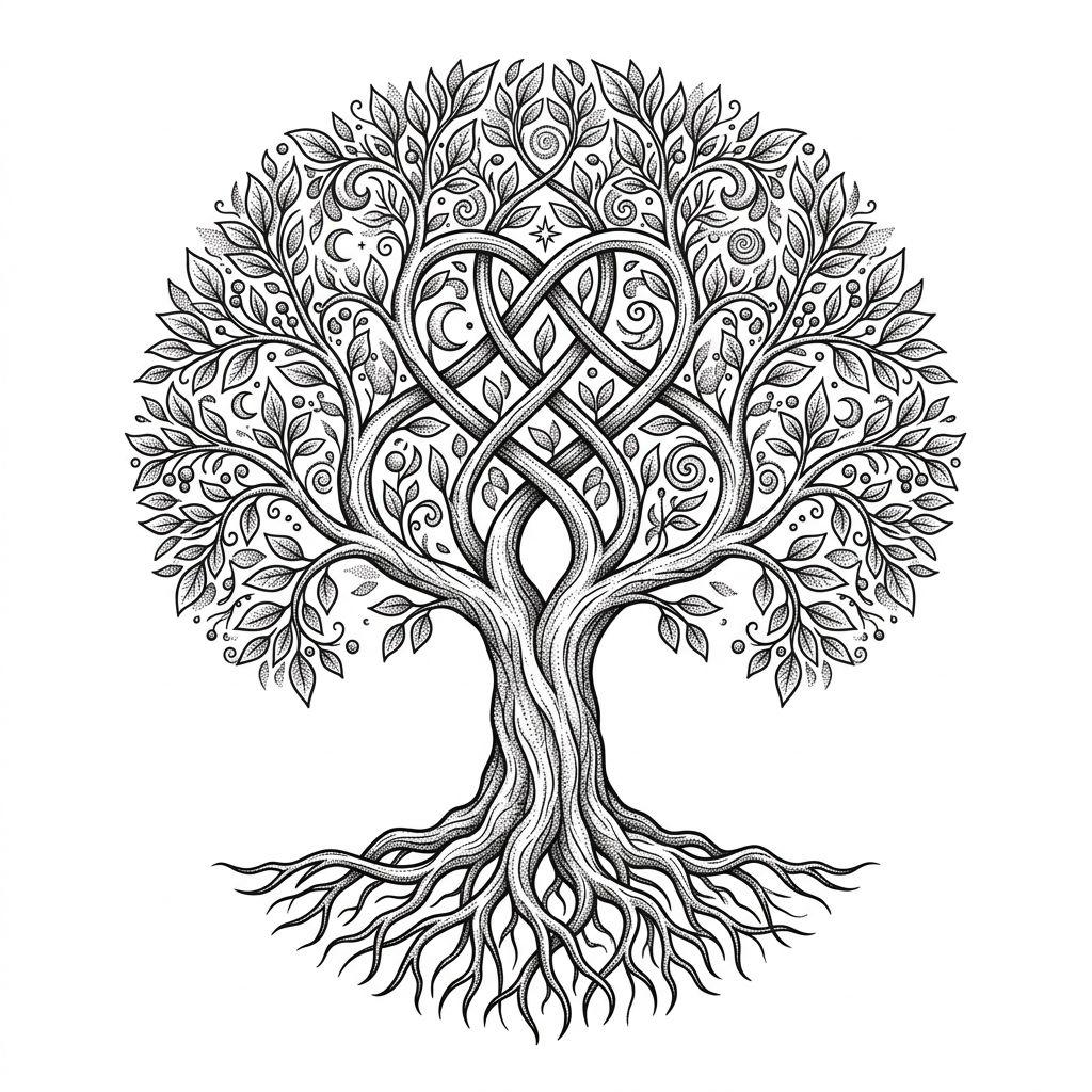 mother and son-tattoo spiritual tree of life