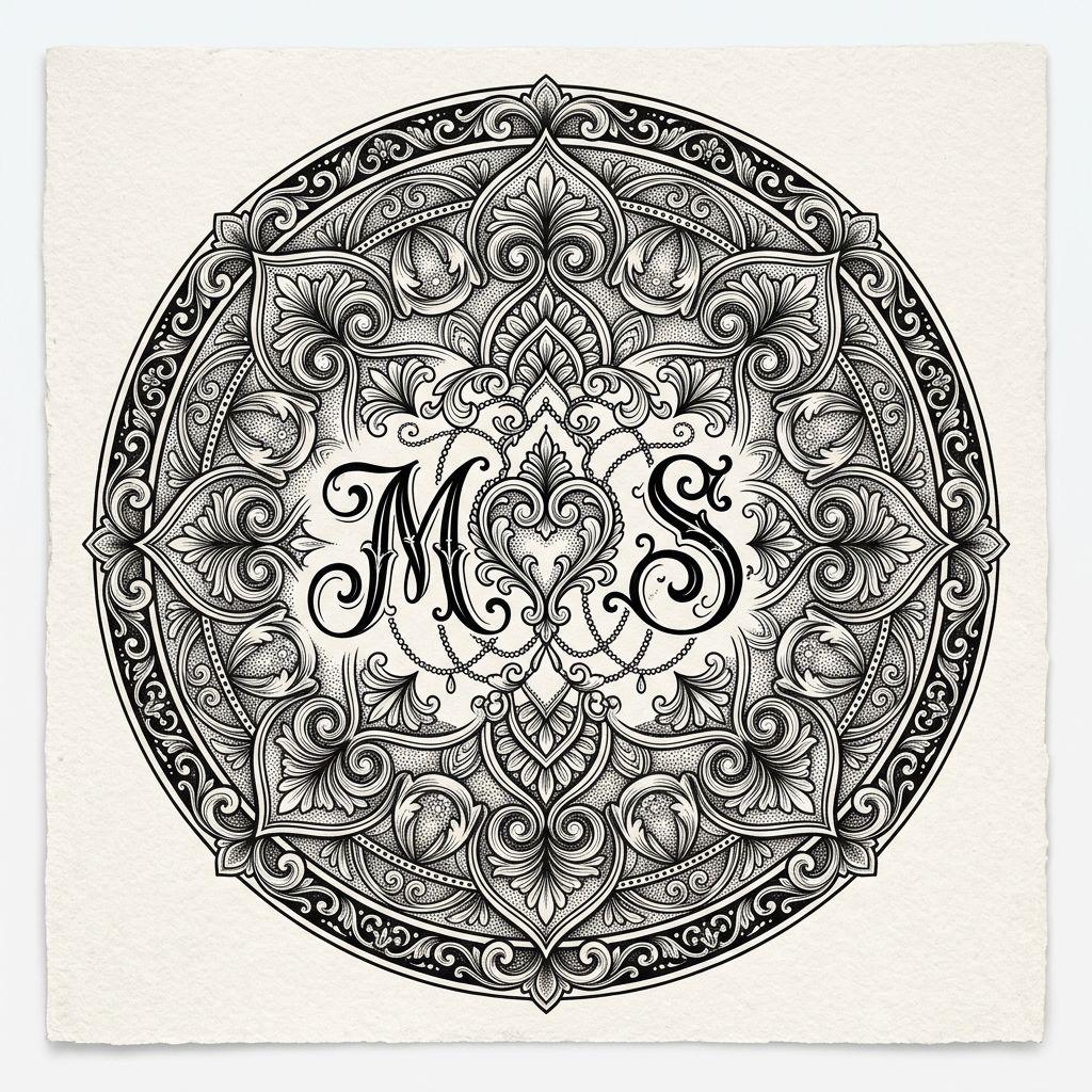 mother and son-tattoo mandala m and s