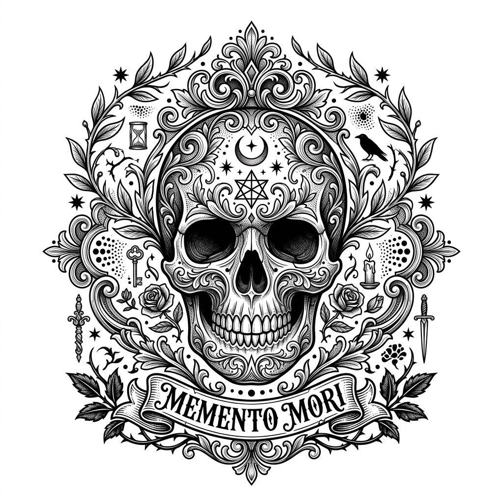 calf-tattoo illustrative skull
