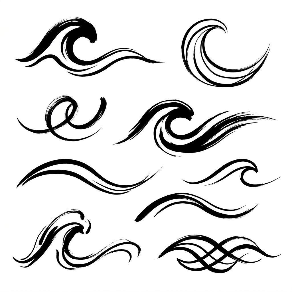 calf-tattoo abstract wave