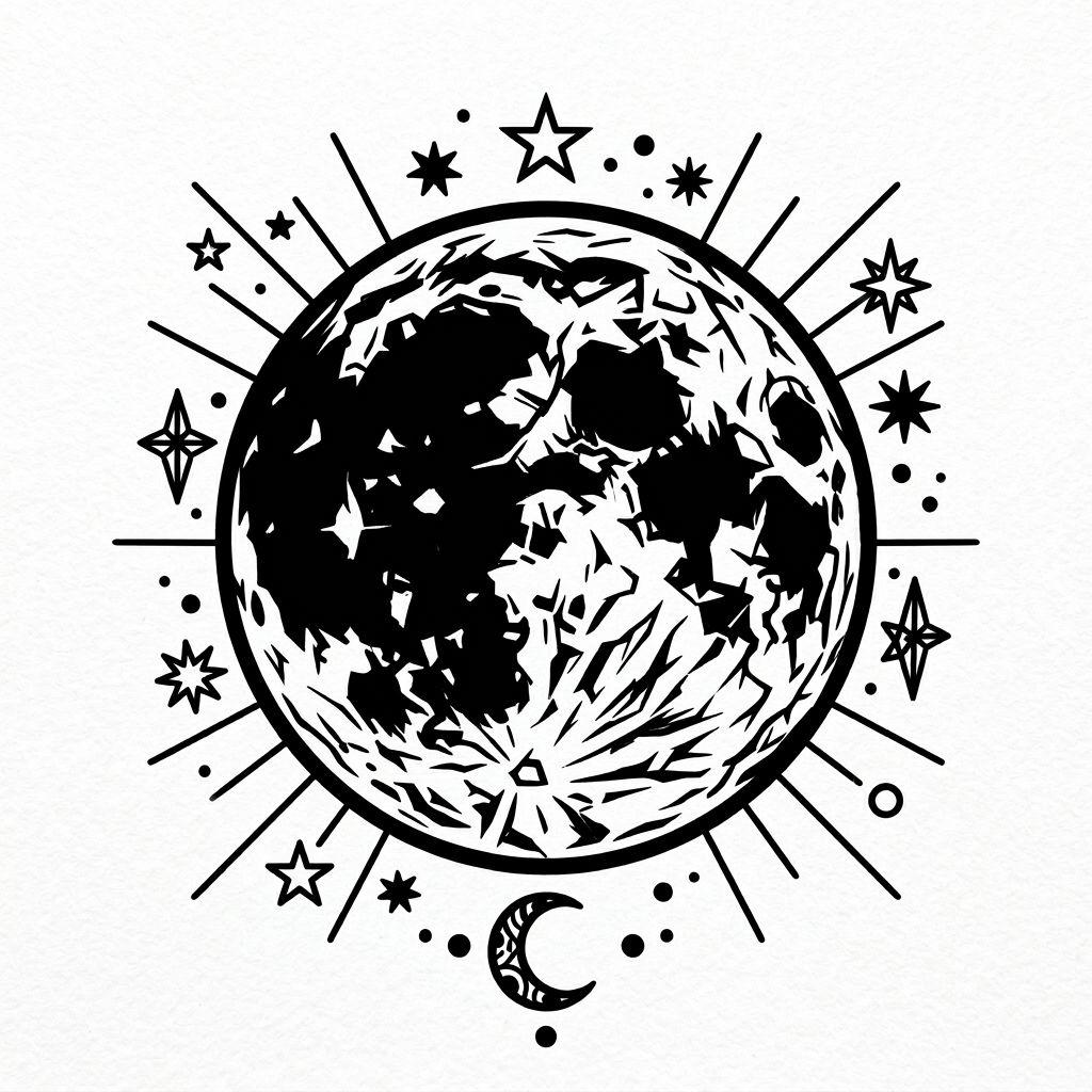 moon-tattoo blackwork full moon
