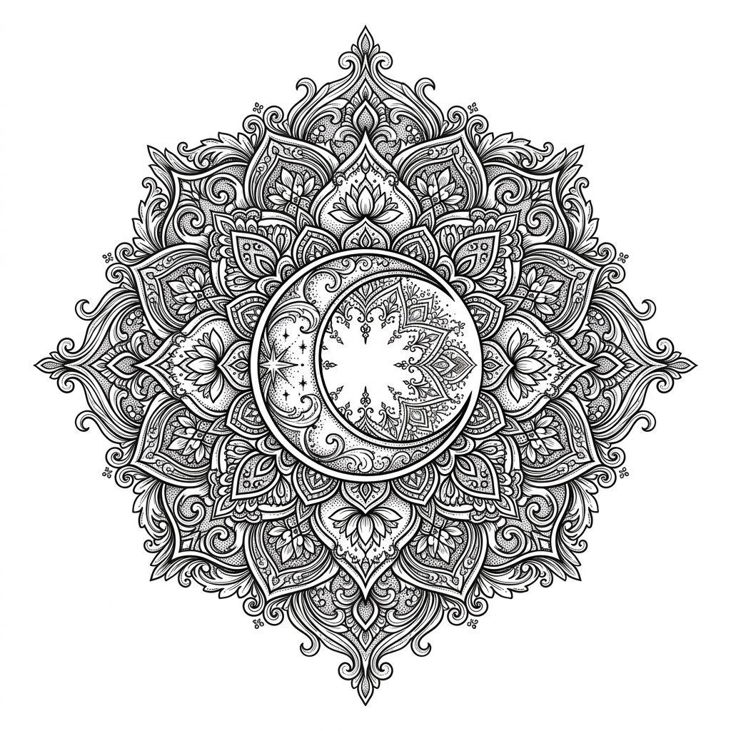 moon-tattoo ornamental moon mandala