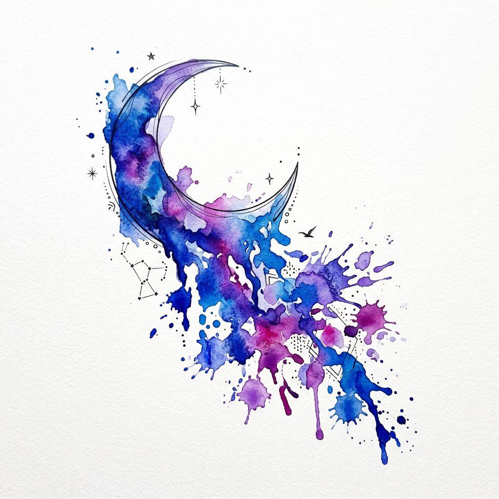 moon-tattoo watercolor splash moon