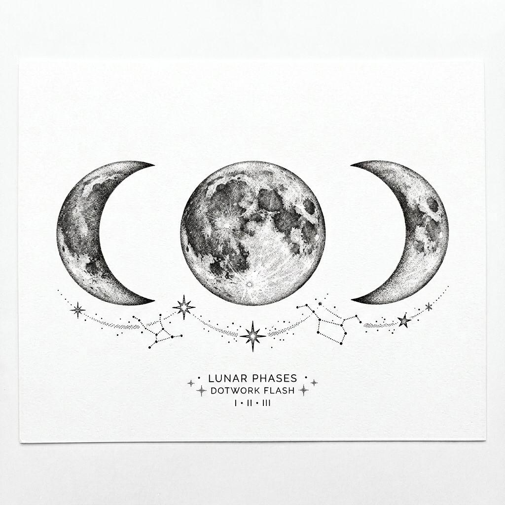 nape-tattoo dotwork moon phases