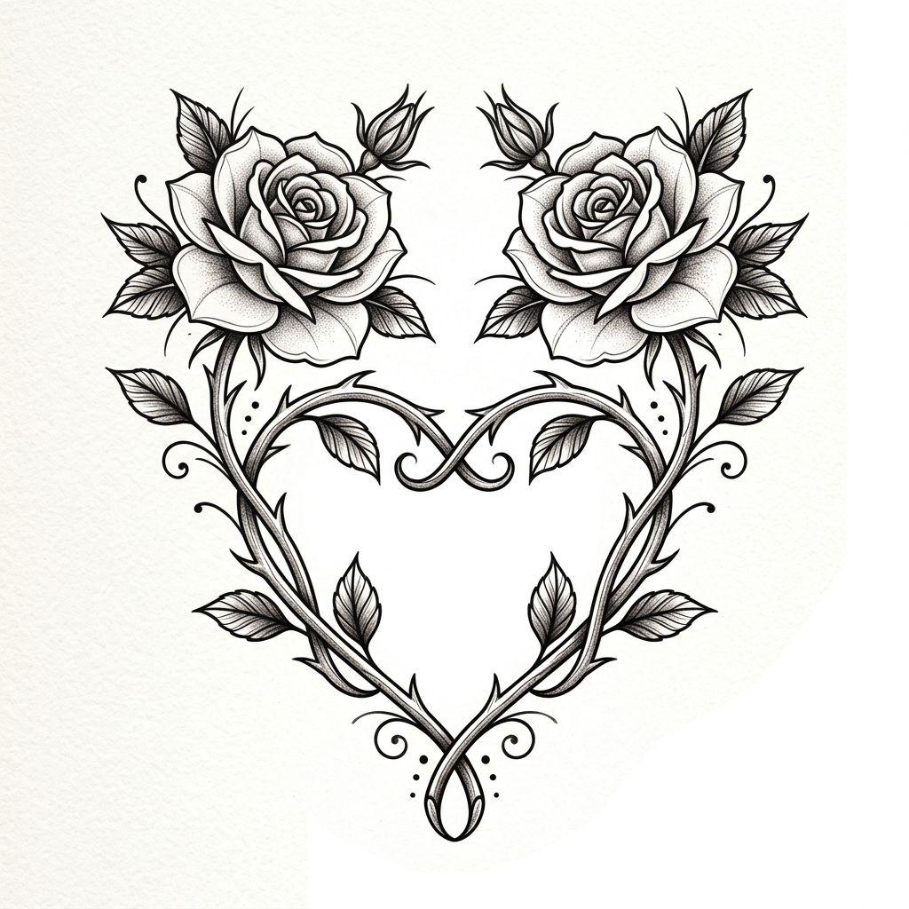 couple-tattoo entwined roses