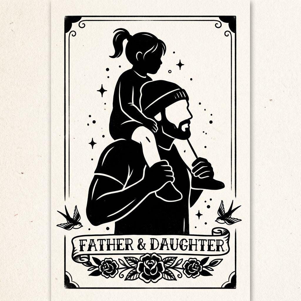 father and daughter-tattoo father and child blackwork