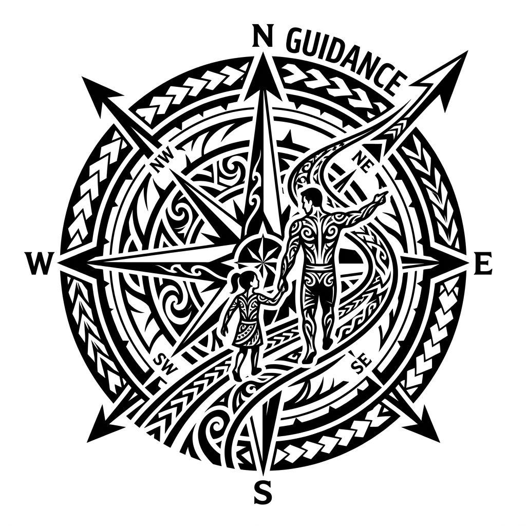 father and daughter-tattoo tribal compass