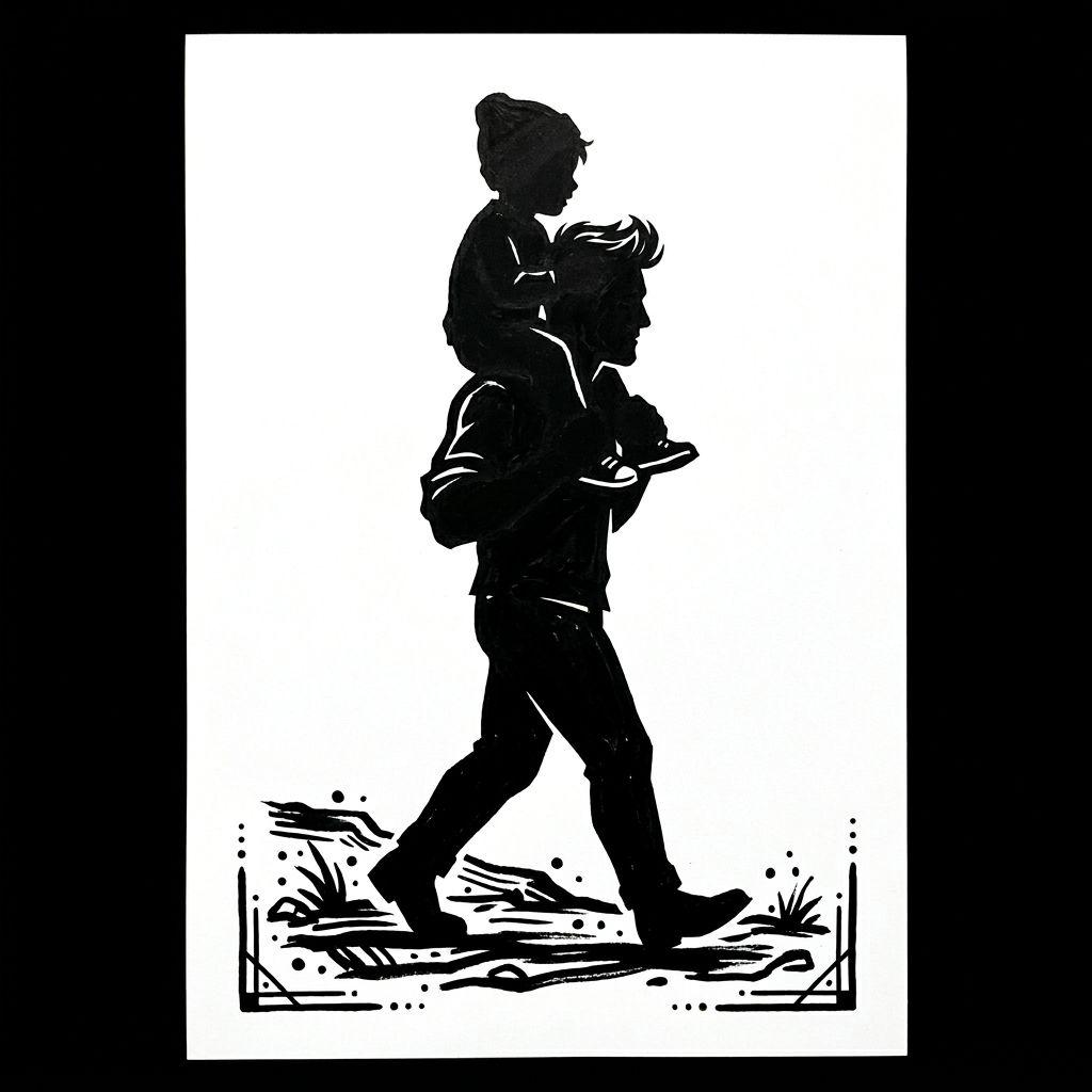 father and son-tattoo father and son blackwork silhouette