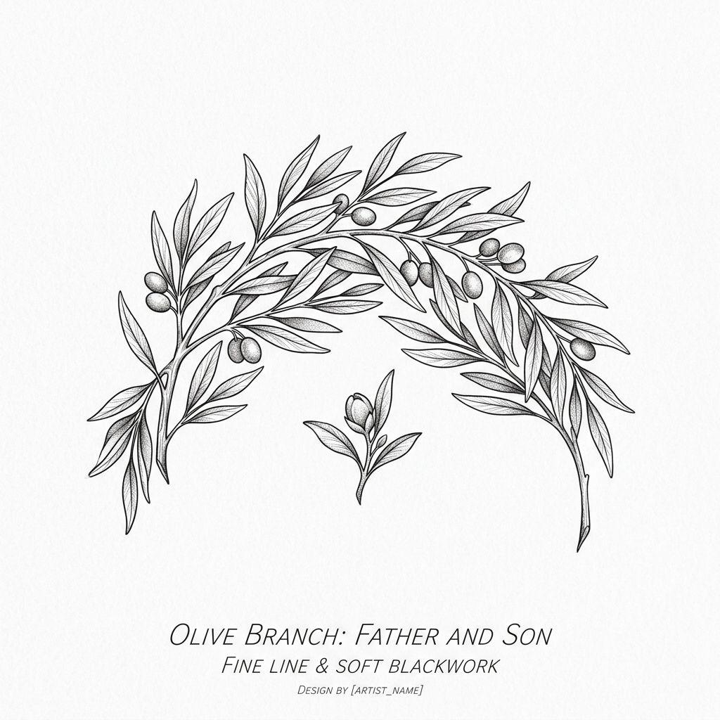 father and son-tattoo father and son olive branch