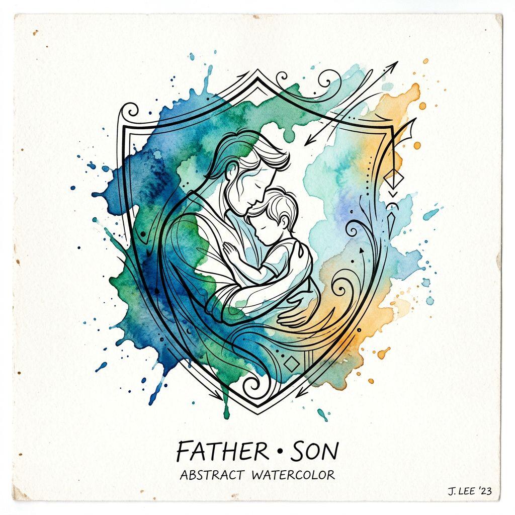 father and son-tattoo watercolor father and son