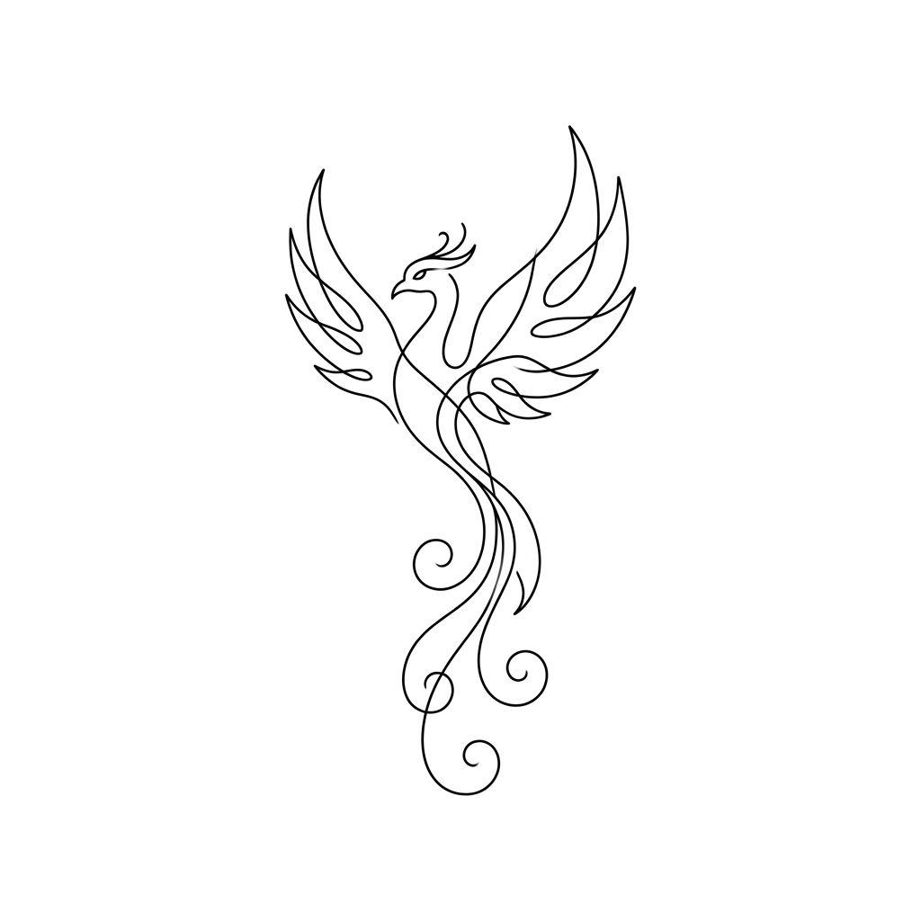 phoenix-tattoo minimalist single-line phoenix