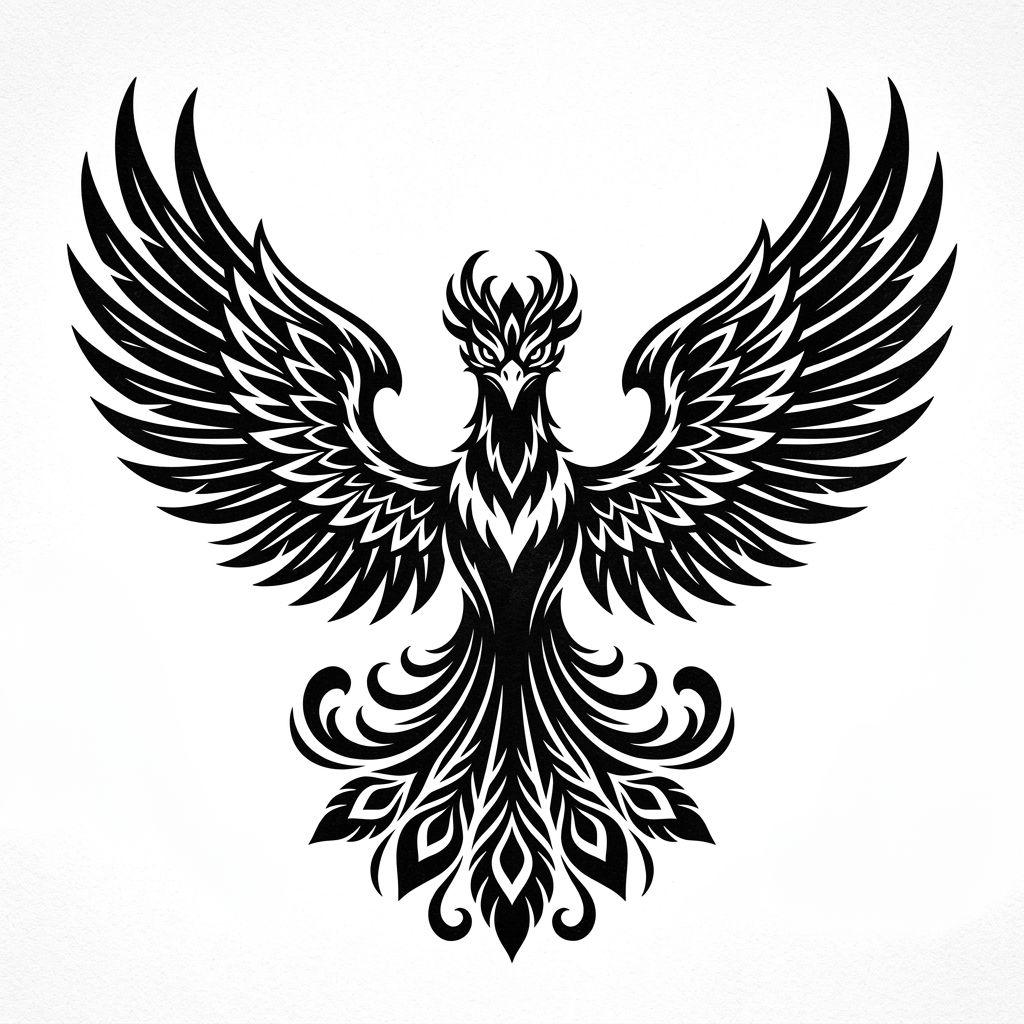 phoenix-tattoo blackwork phoenix wings