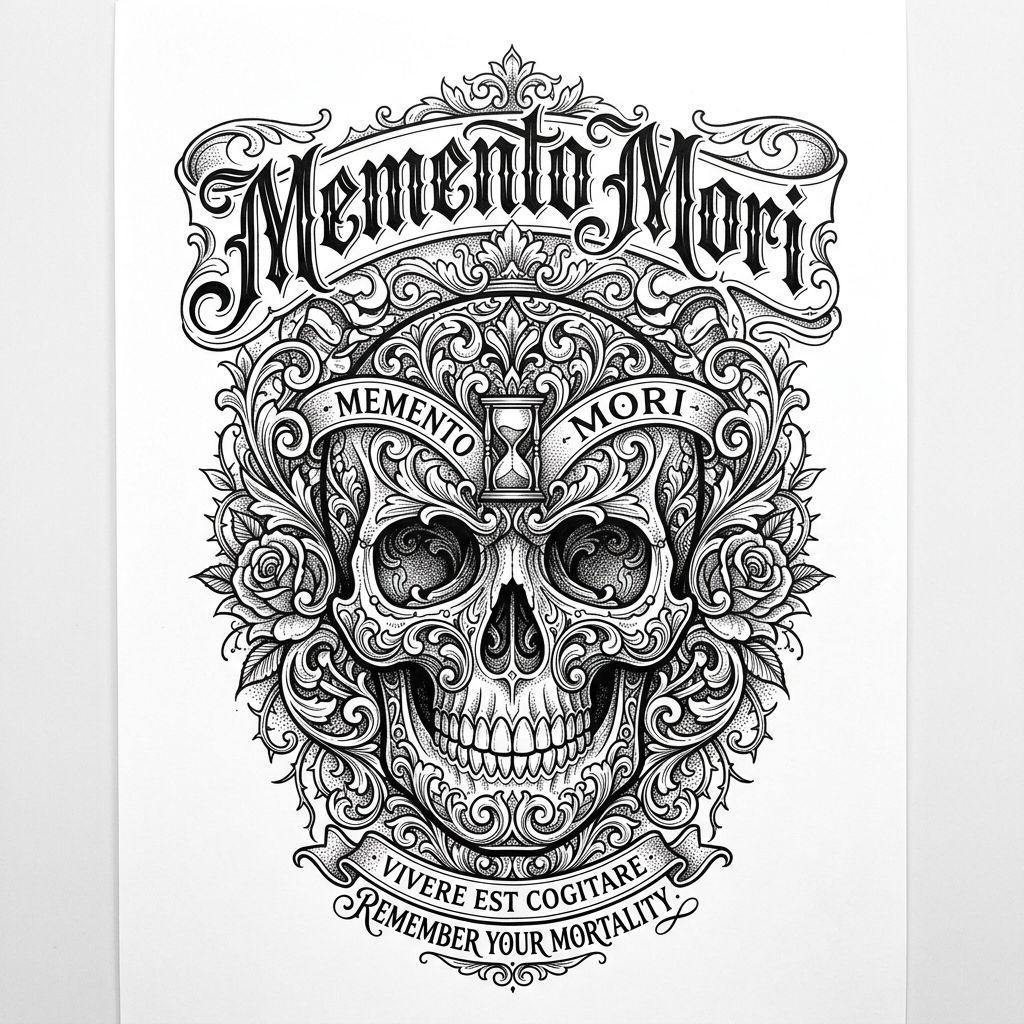 quote-tattoo quote with a skull