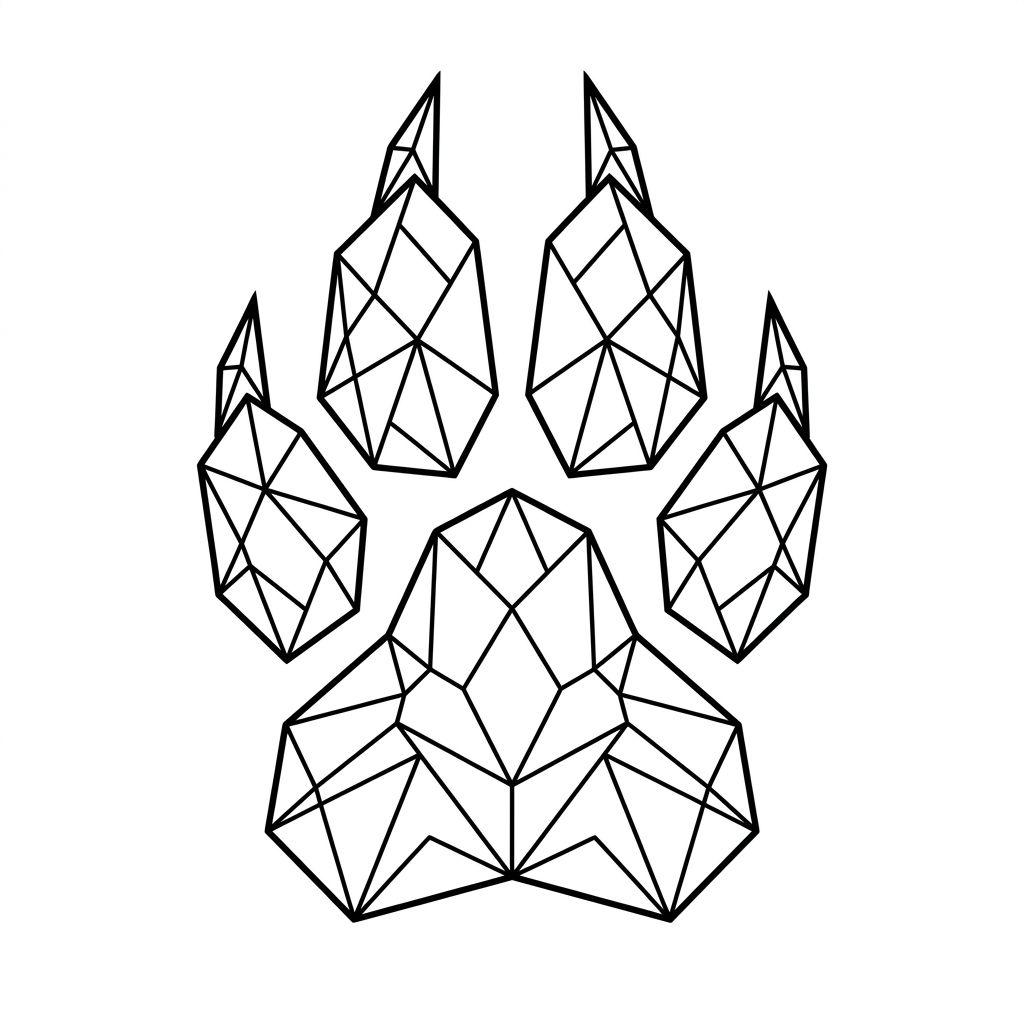 foot-tattoo geometric wolf paw