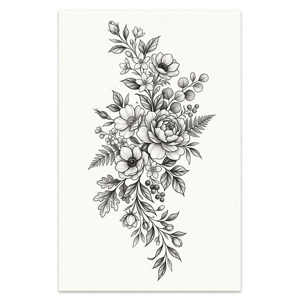 foot-tattoo premium floral composition