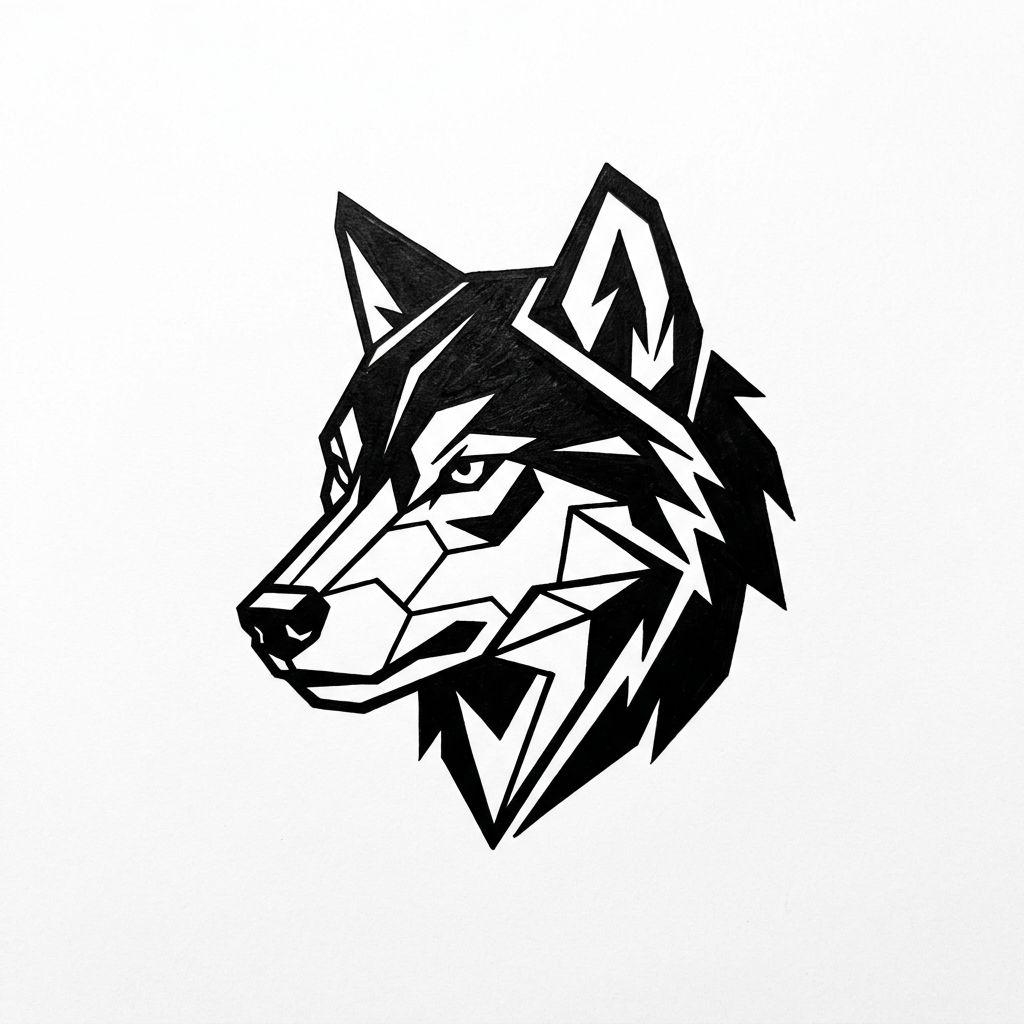 wrist-tattoo stylized wolf