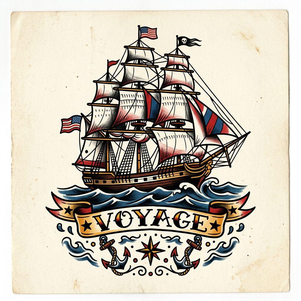 travel-tattoo old school sailing ship