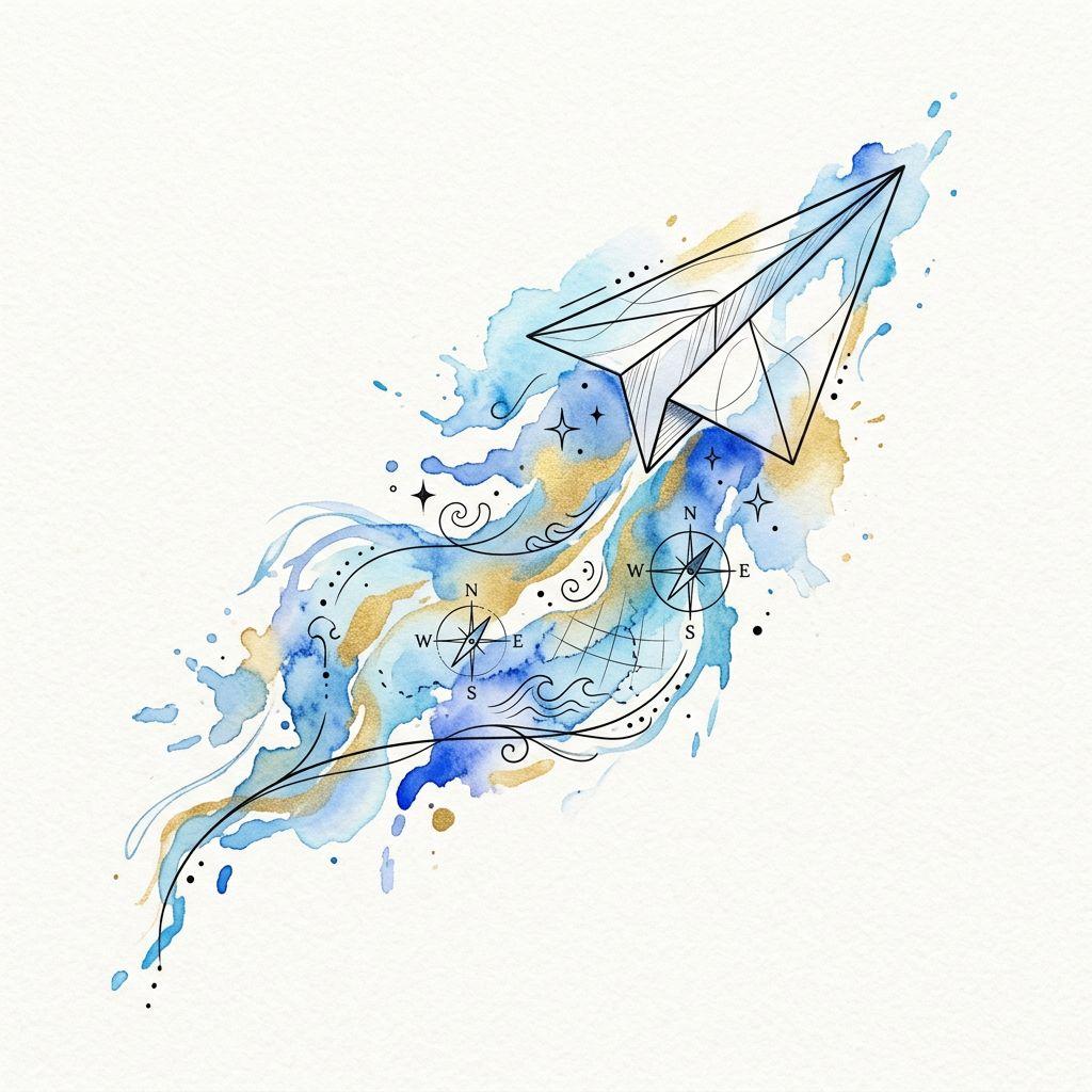 travel-tattoo watercolor airplane