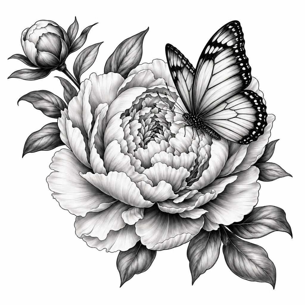 butterfly-tattoo floral butterfly with peony