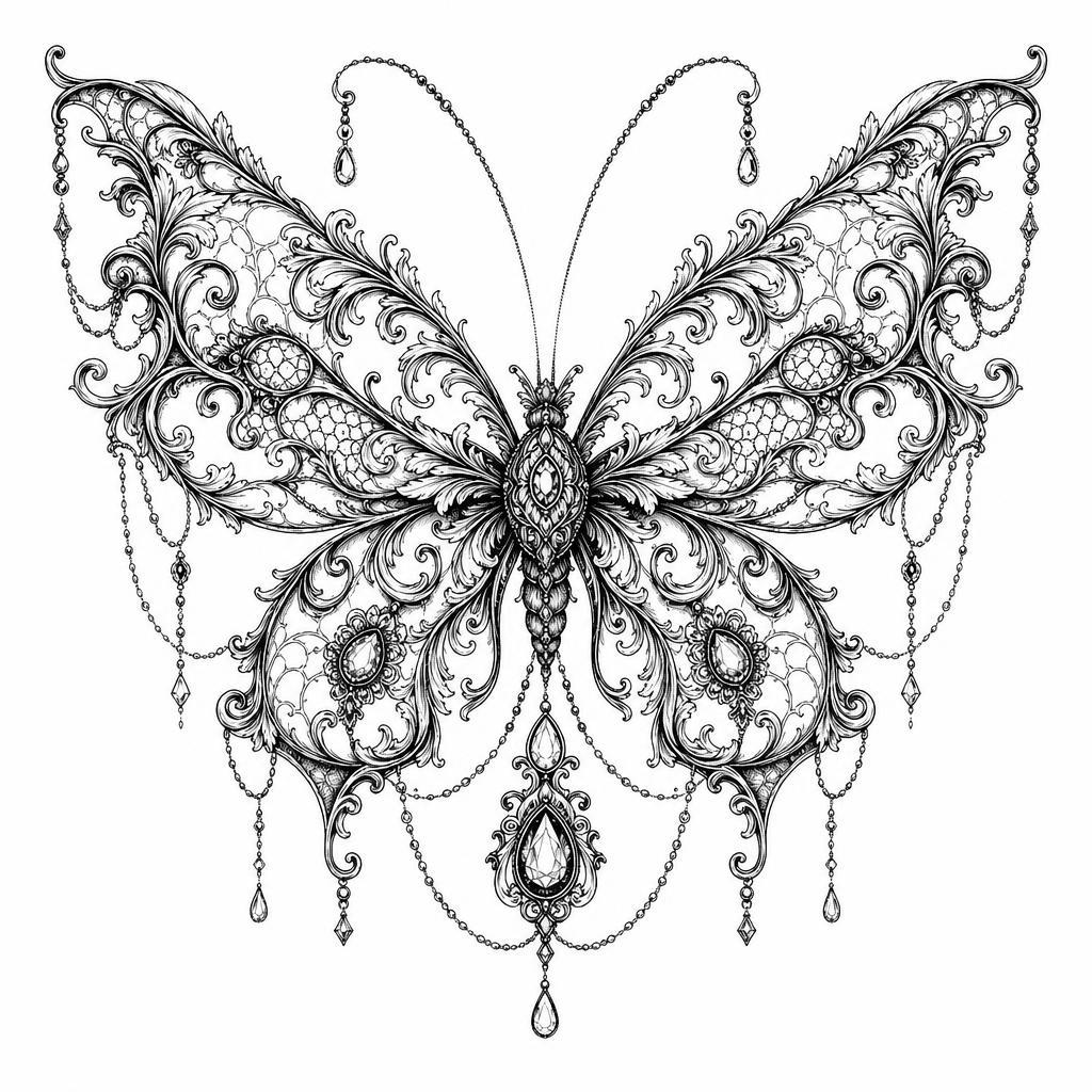 butterfly-tattoo baroque ornamental butterfly
