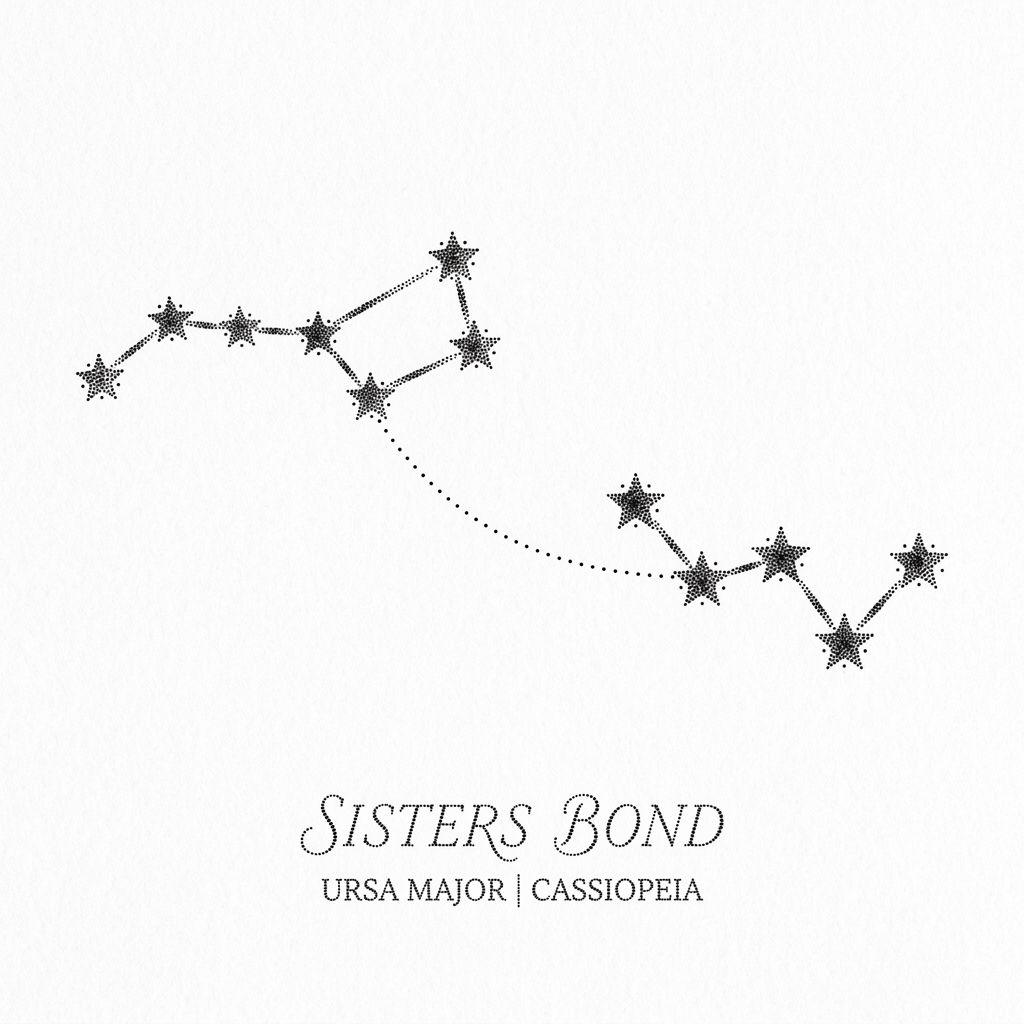 sister-tattoo constellations in dotwork