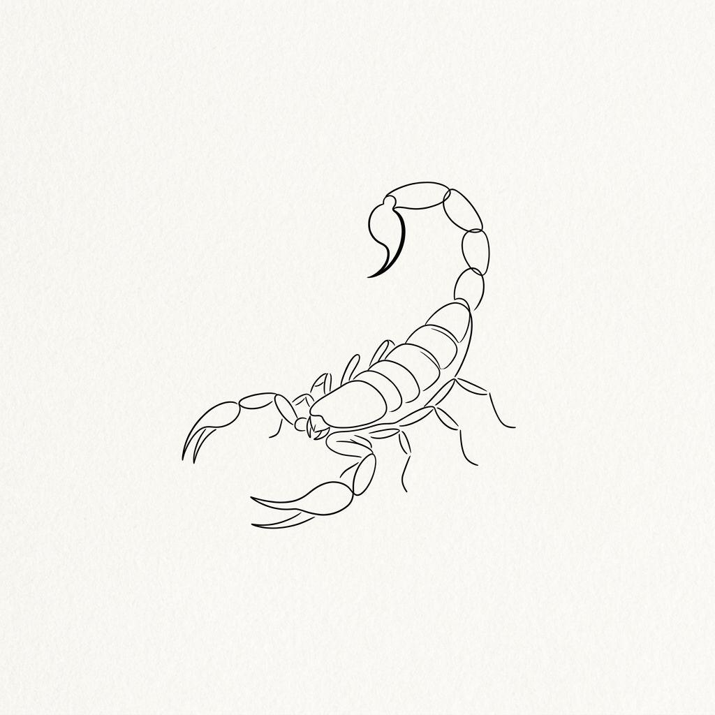 scorpion tattoo fine line scorpion, design on white background