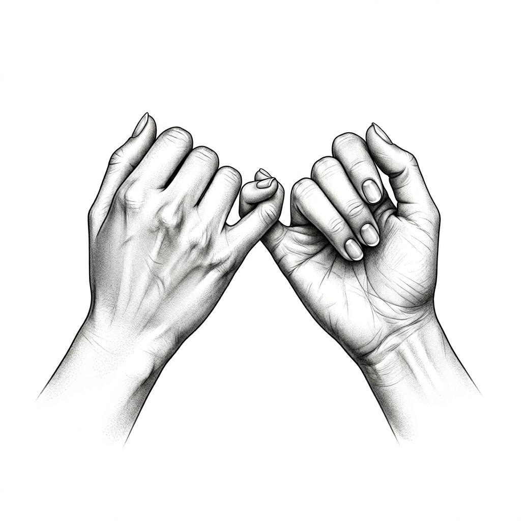 idée tatouage sœurs deux mains pinky promise
