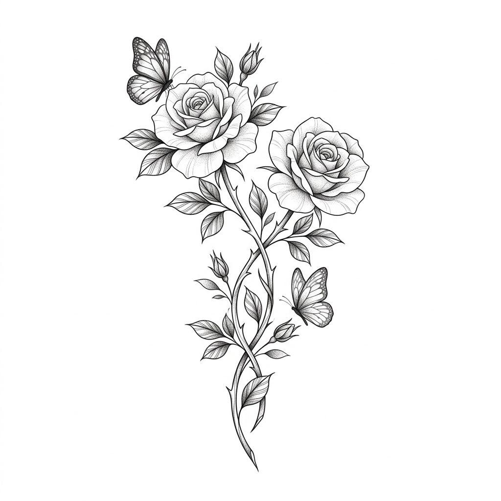 idée tatouage sœurs roses entrelacées florales