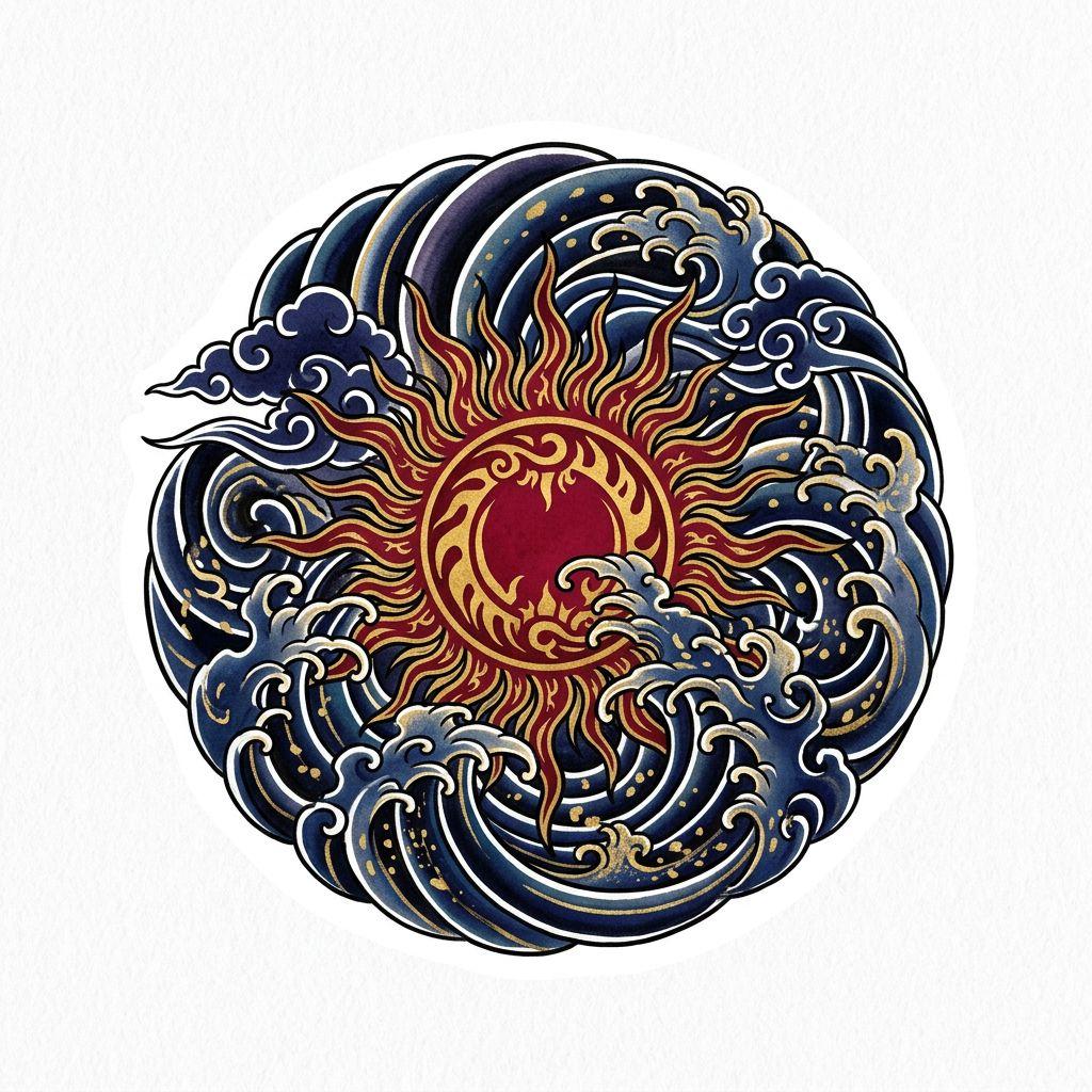 sun-tattoo japanese amaterasu sun