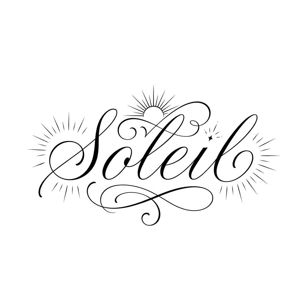 sun-tattoo cursive "sun" lettering