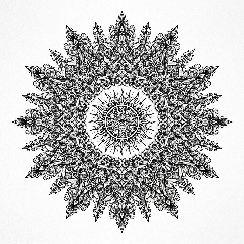 sun-tattoo ornamental sun mandala