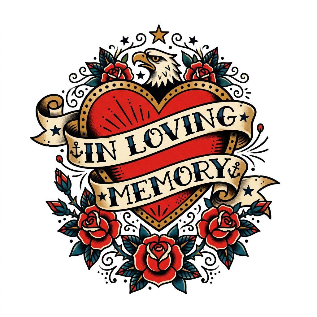 memorial-tattoo old-school rip heart