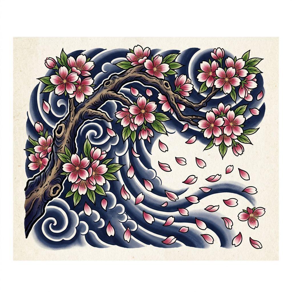 memorial-tattoo japanese cherry tree