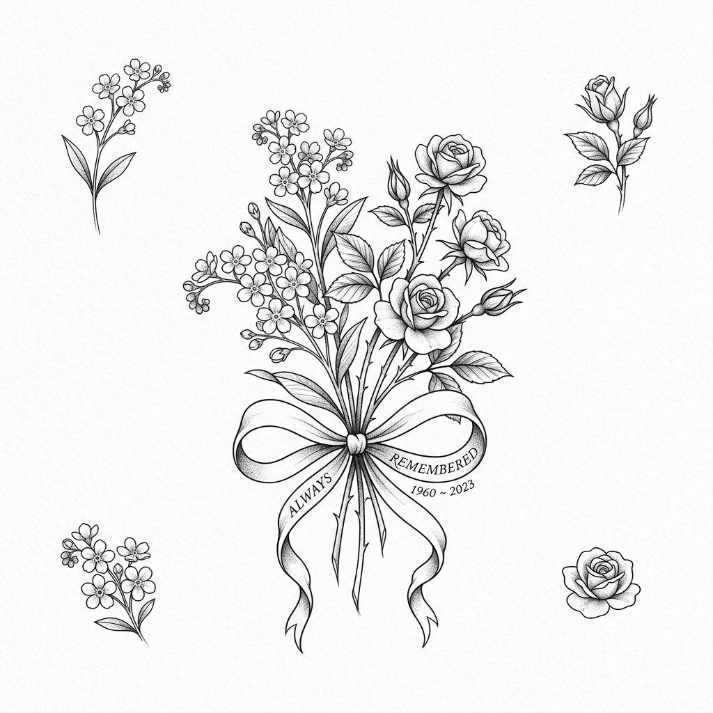 memorial-tattoo floral memorial bouquet