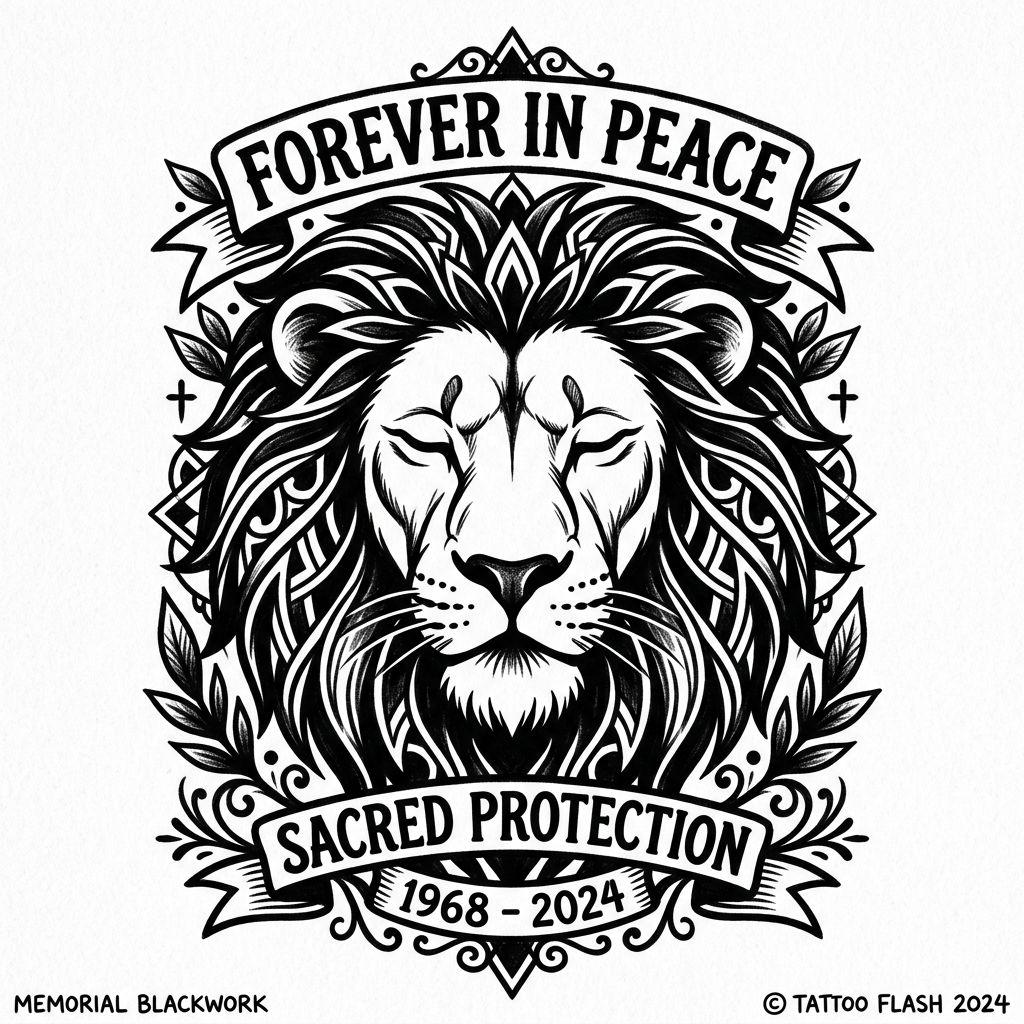 memorial-tattoo protective lion