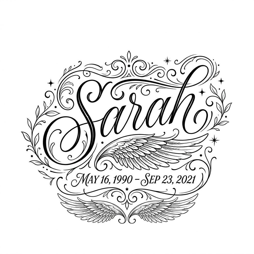 memorial-tattoo name lettering tribute