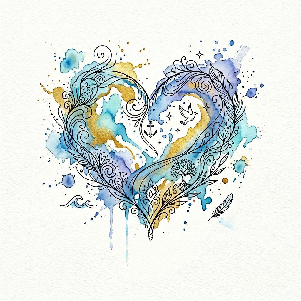 memorial-tattoo abstract watercolor heart
