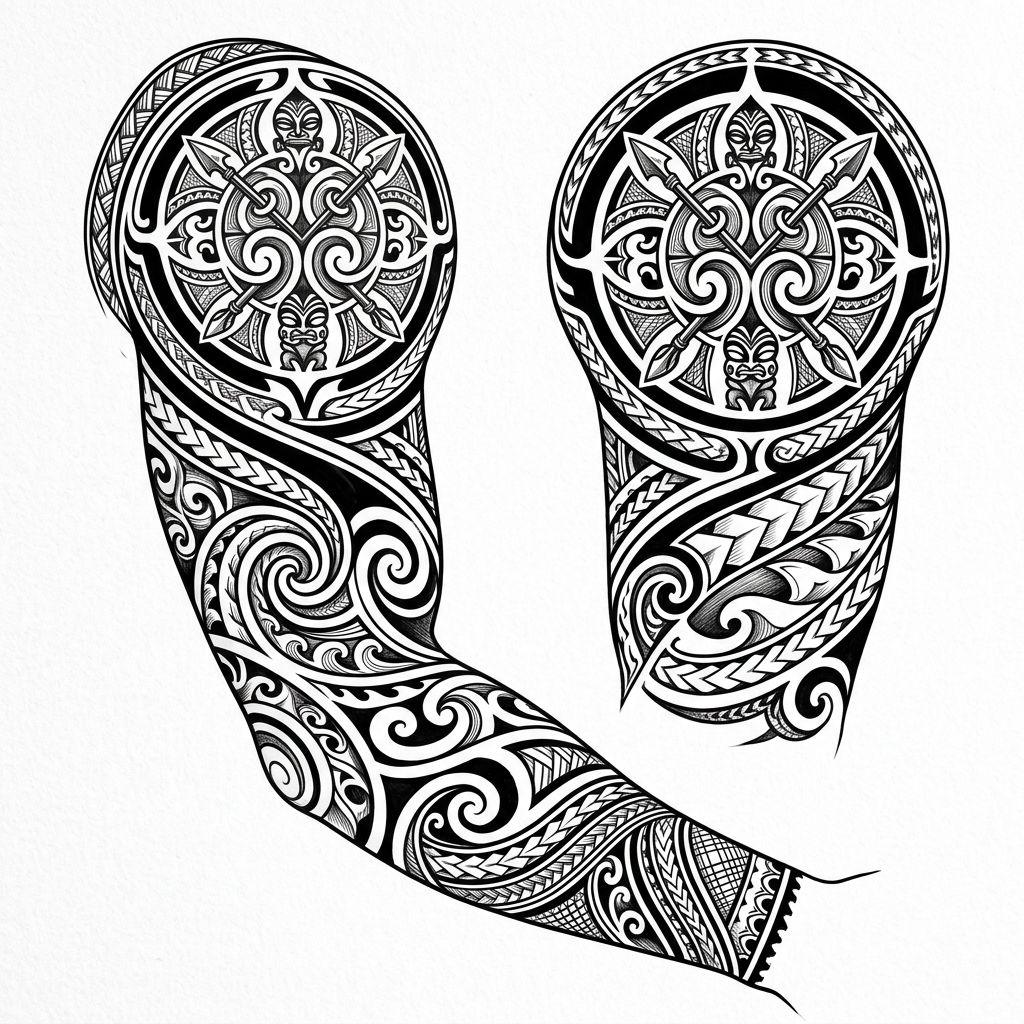 tribal-tattoo tribal sleeve composition