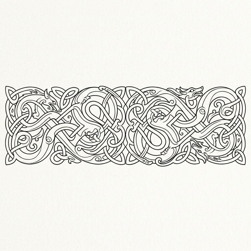 viking tattoo nordic knotwork band, design on white background