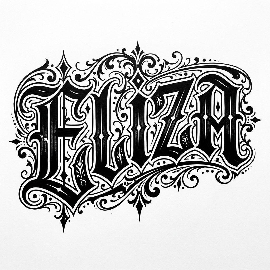 name-tattoo gothic blackwork name