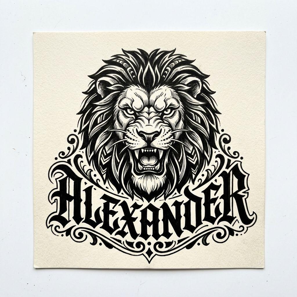 name-tattoo name and lion