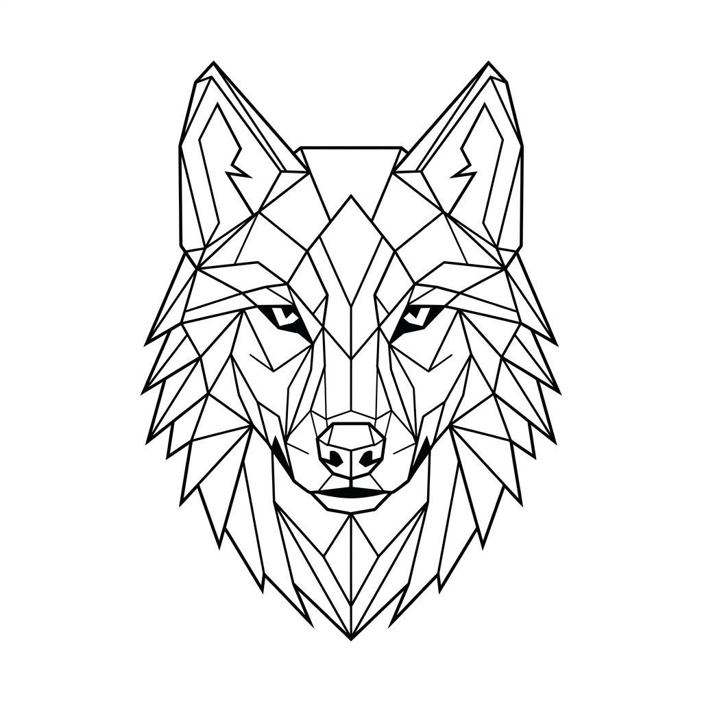 wolf-tattoo geometric faceted wolf
