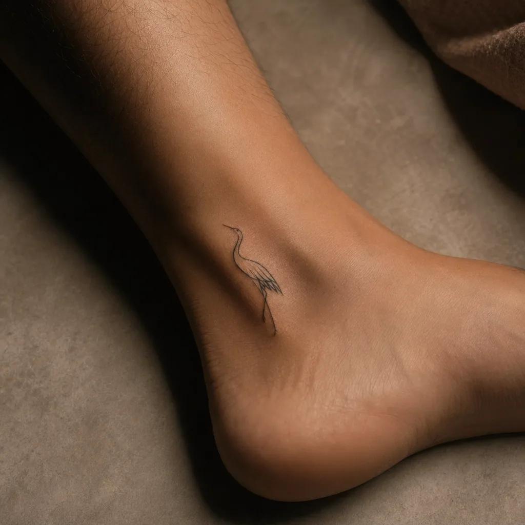 ankle-tattoo neo-traditional feather